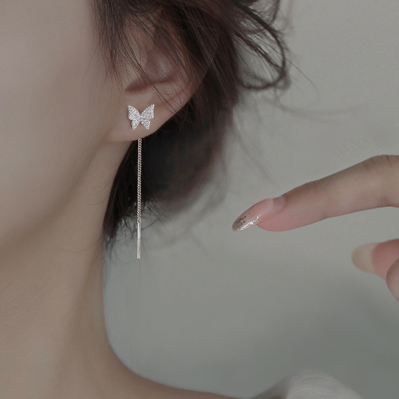 S925 plata esterlina mariposa orejas orejas para mujeres agujeros de orejas 2025 nuevos aretes de explosión de alta calidad pernos de orejas