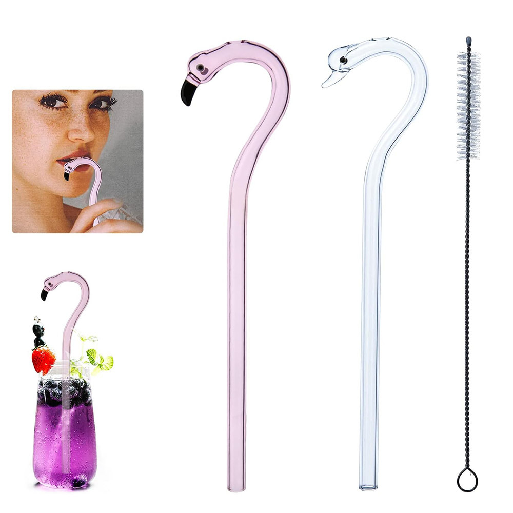 创意曲形高硼硅吸管果汁吸管 女士口红皱纹异形高硼硅透明吸管