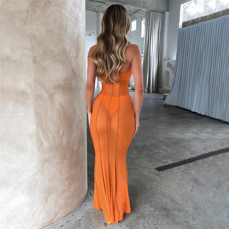 Women's Gender Wholesale Women's Sexy Backless Solid Color Beach Strapless Sleeveless Sheath Dress