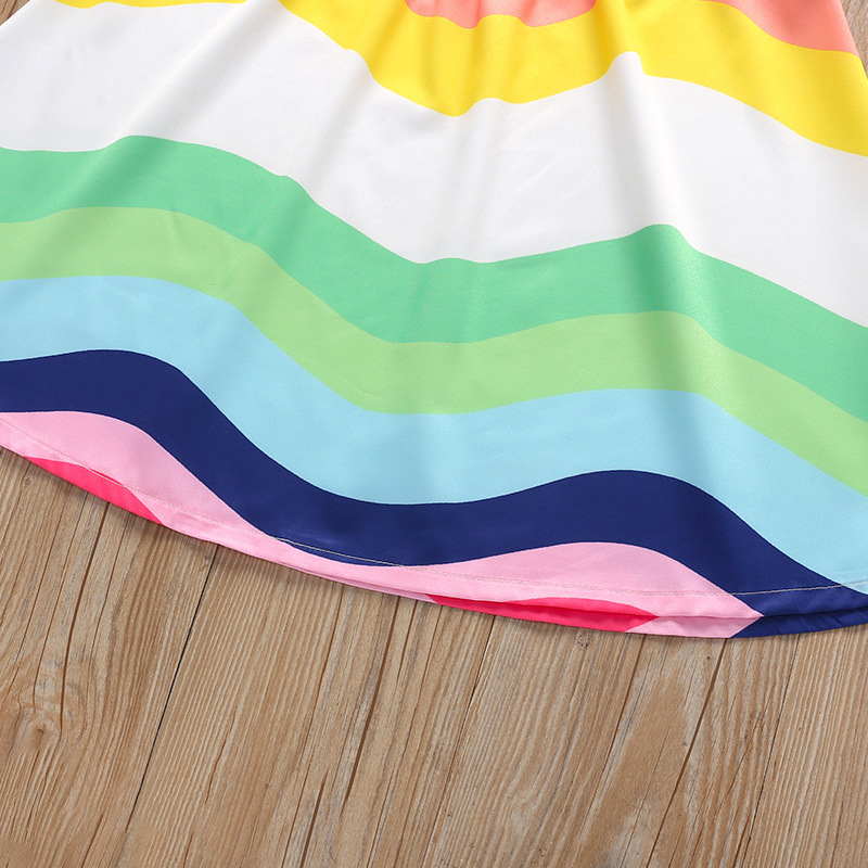 2021 New Summer Girls' Braces Skirt Loose Rainbow Sleeveless Mid-length Children Shirt A- Line Skirt Cross-border display picture 5
