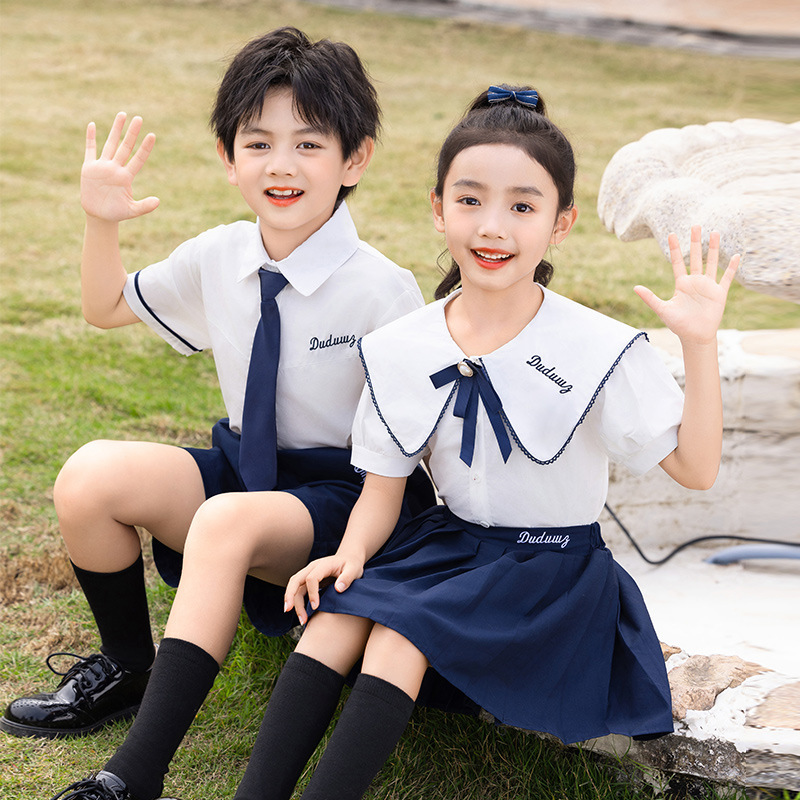 Preschool summer uniform, primary school class uniform, British style school uniform, Children's Day graduation photos, choir performance costumes