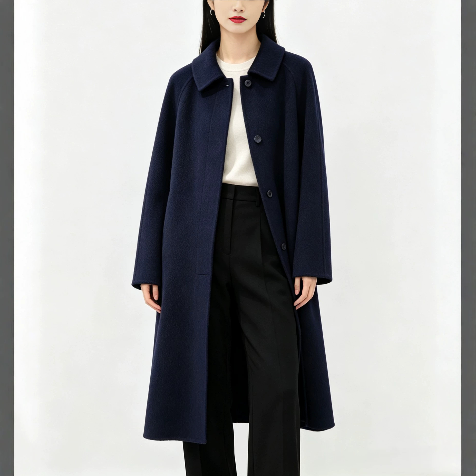2026 Autumn/Winter New Arrival 100% Camel Wool Extra Thick Hepburn Style Long Over-the-Knee Double-Sided Woolen Coat for Women