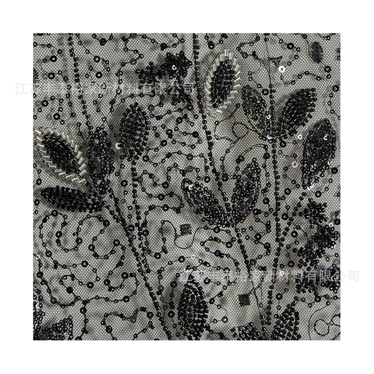 Personalizada sequilla negra tubo de perlas bordado tela de boda vestido vestido de ciruela encaje bordado tridimensional image 6
