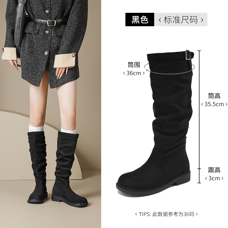Botas de caballero negras de estilo inglés de otoño 2026 para mujeres. botas de montar retro.