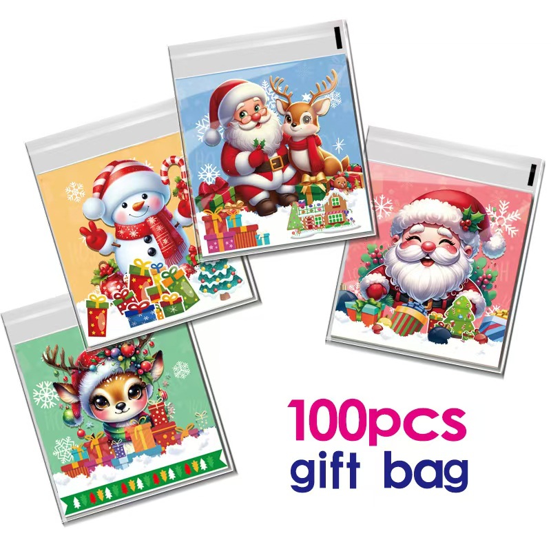 时尚新款圣诞老人opp自粘袋 卡通潮流雪人图案礼物袋 圣诞包装袋