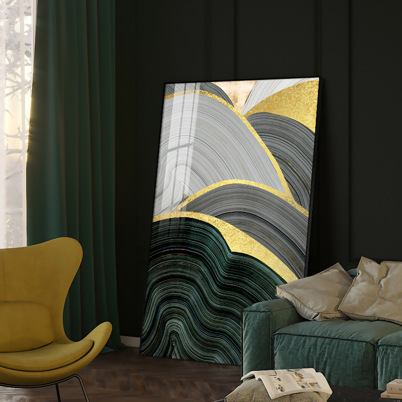 現代輕奢客廳裝飾畫簡約抽象大氣走廊玄關掛畫創意鎏金落地畫壁畫