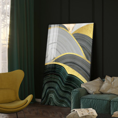 現代輕奢客廳裝飾畫簡約抽象大氣走廊玄關掛畫創意鎏金落地畫壁畫