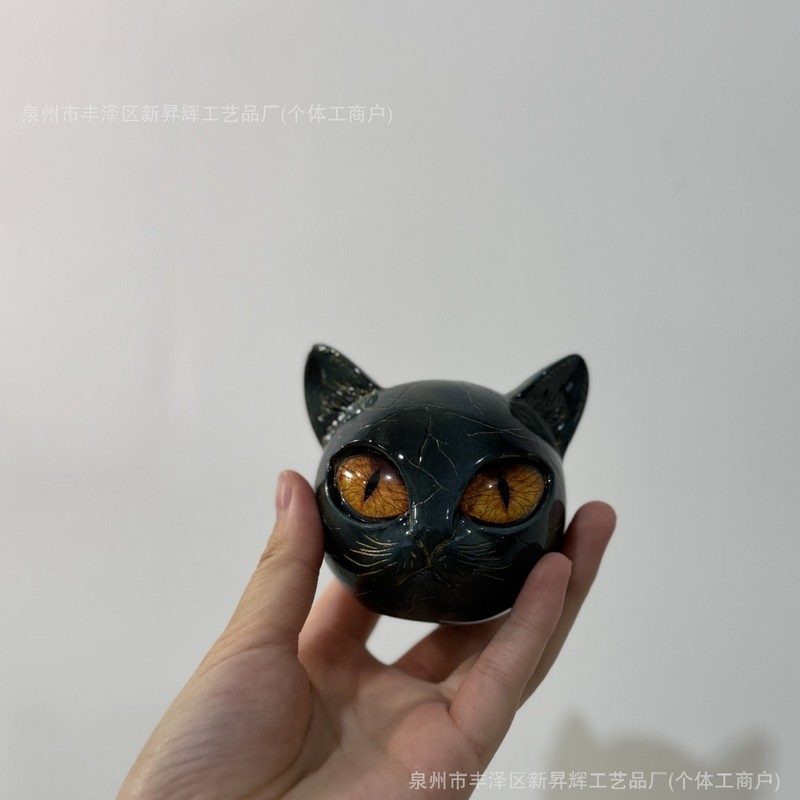 跨境新款万圣节Purrfect ball猫咪石摆件|undefined