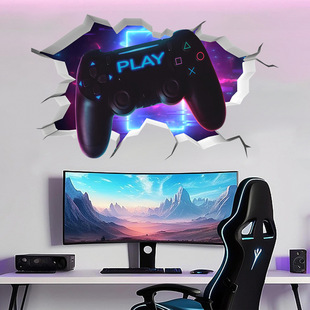 Cross-Border Amazon Cool Game Console 3D Wall-Breaking Game Room Decoration Cartoon Animation Stickers Cartoon Play Stickers