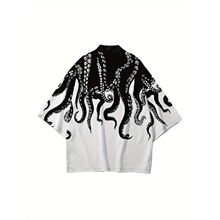 W 32981 Octopus Print Kimono Robe �ͷ���� �羳ŷ������ѷ��