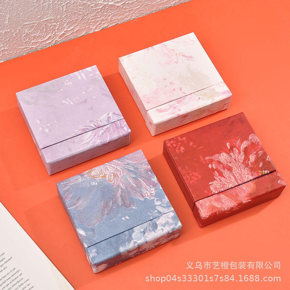 厂家直销精美首饰包装盒抽屉式抽拉盒项链耳环戒指富贵花抽屉盒