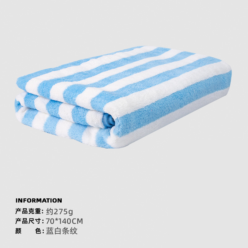 Toallas de baño de lana de coral a rayas para adultos, toallitas de playa personalizadas para bebés, toallas de baño al por mayor