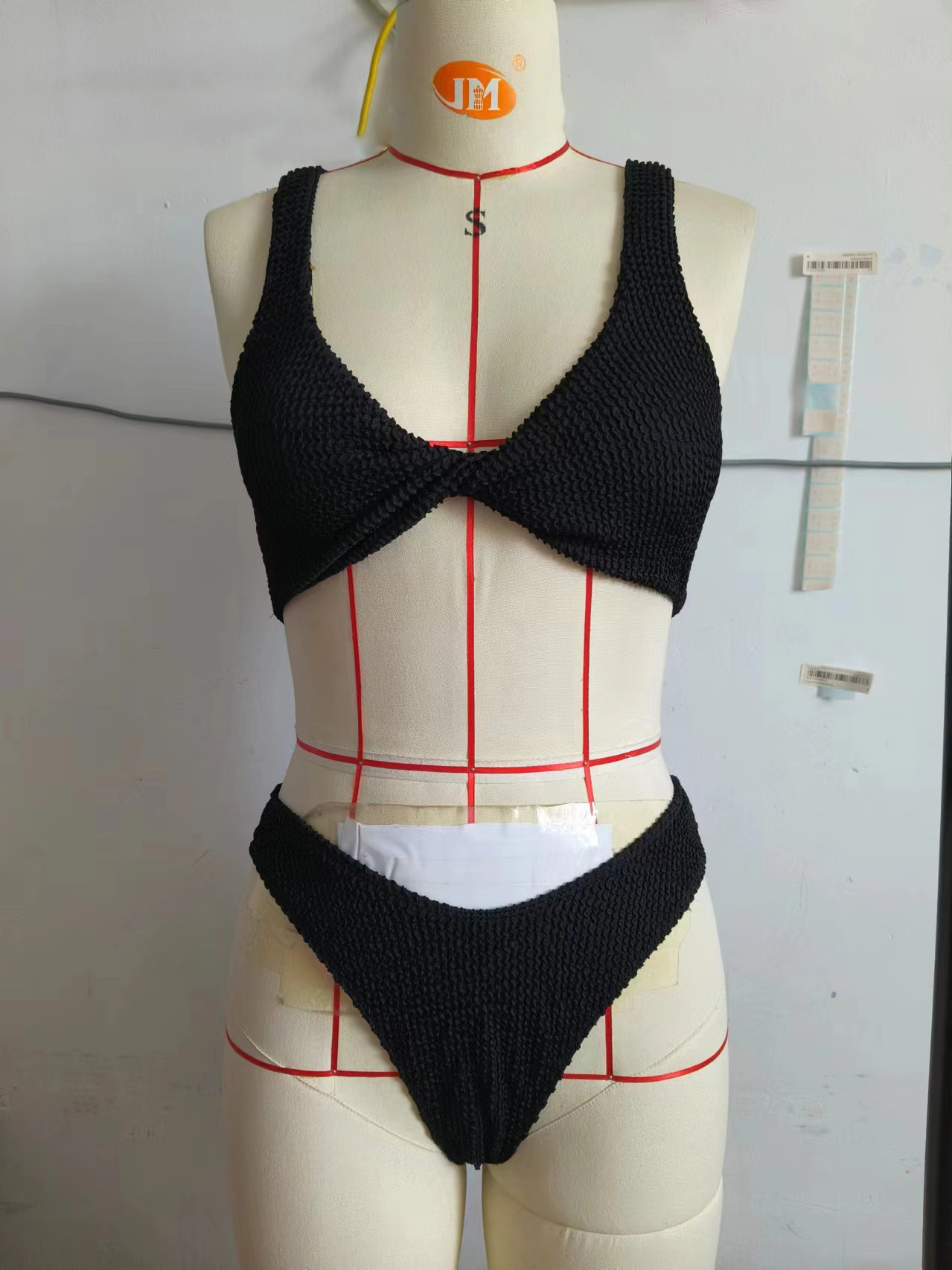 Bikini set dam hög midja med halterneck triangel överdel_voghion.com