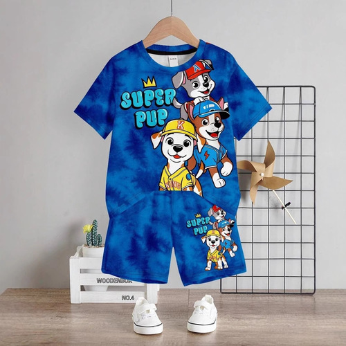 New summer children's short-sleeved T-shirt and shorts casual high-quality animal print two-piece set RA01 + RD01