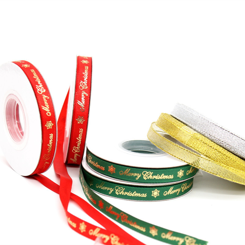 [월간 판매 천 초과] 청동 리본 스레드 벨트 선물 포장 크리스마스 선물 수제 눈송이 리본 1CM