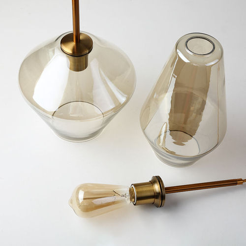 Nordic restaurant chandelier modern minimalist living room theme cafe bar three-head combination glass lampshade chandelier