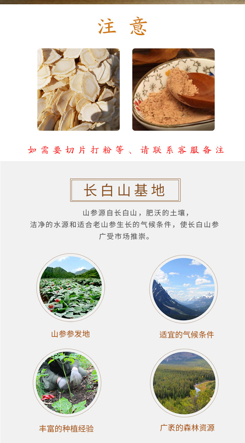 Wild Forest Mountain Ginseng Imperfect Dried Root Slices for Soup and Wine 10g Jilin quality and texture