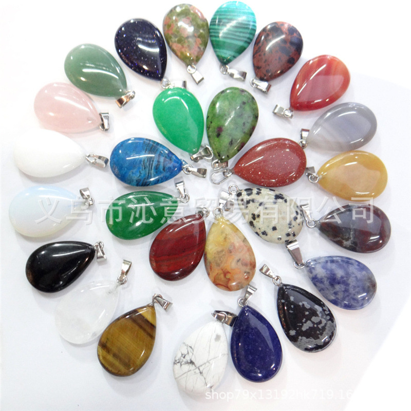 Transfronteriza AliExpress Venta caliente natural cristal ágata gema cristal plano colgante collar pendientes accesorios de la joyería