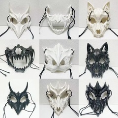 ハロウィーン二次元半顔マスク黒猛虎夜叉天狗人狼マスク舞踏会演出道具装