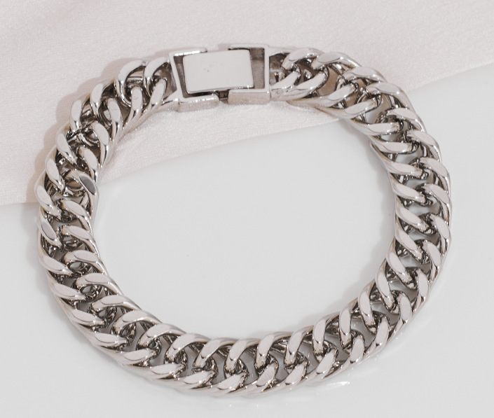 temu AliExpress 越境ホット販売ヨーロッパとアメリカのジュエリー 12 ミリメートルメッキ 18 k 模造ゴールドクラシックメンズ横暴なブレスレット卸売