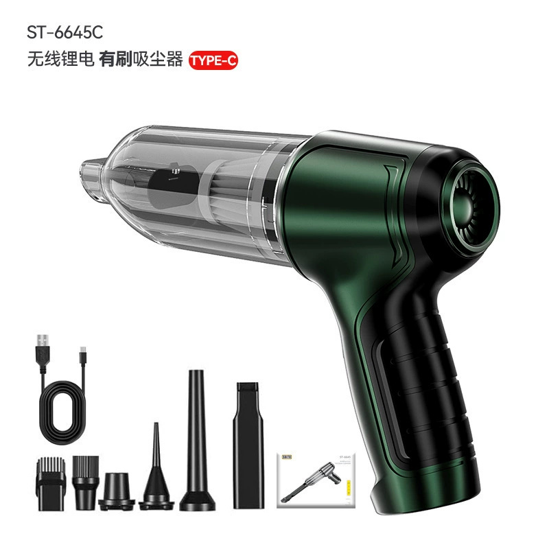 진한 녹색 5000Pa/브러시 모터/7.4V*4000mAh/블로우, 흡입 및 충전 4-in-1/Type-c 충전