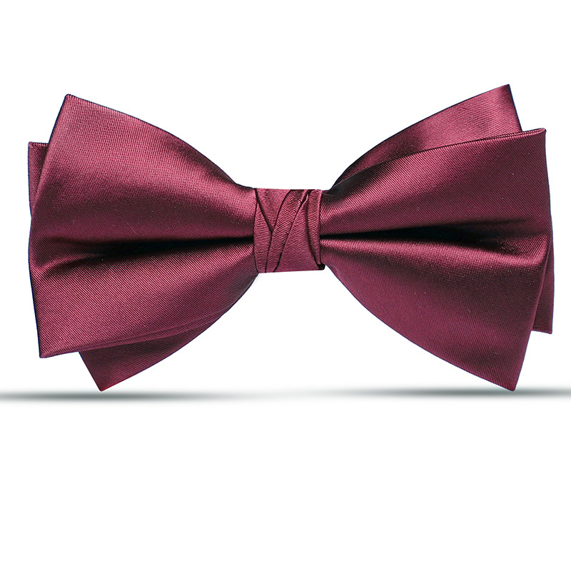 모조 손으로 묶은 버건디 글로시 나비넥타이♜