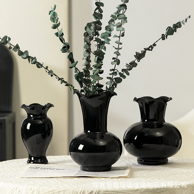 Light Luxury High-end Sense Small Vase Living Room Glass Flower Arranging Model Room Hotel Homestay Decorations Glass Vase Ornaments