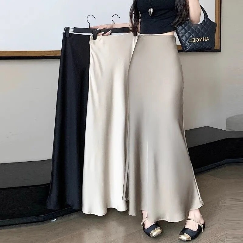 High-End Fashionable Elegant Skirt for Women in Autum Mid-Length High-Waisted Hip-Covering Draped A-Line Hip-Covering Fishtail Long Skirt