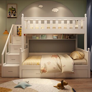 Top and bottom bunk bed solid wood bed full solid wood children's high and low child mother bed small apartment multi-functional combination bed
