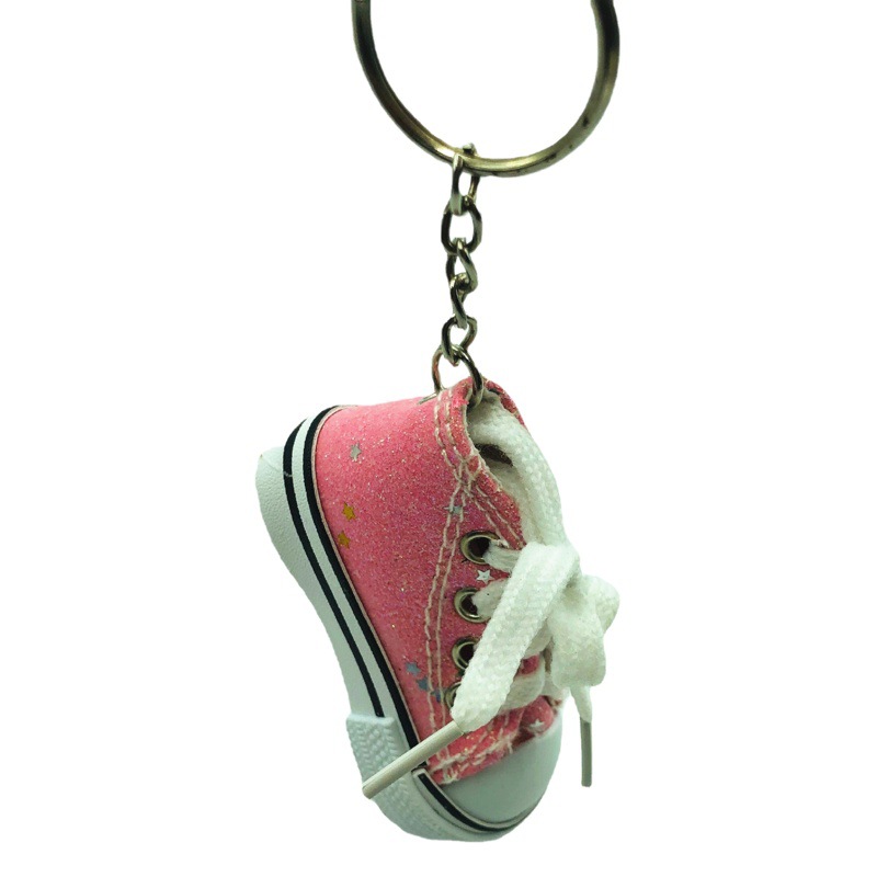Mini simulación brillante oro rosa zapatos de lona colgante de llavero zapatos deportivos equipaje colgante de coche regalo creativo