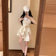 库存尾单女装连衣裙拉夫劳伦同款无袖衬衫收腰连衣裙女刺绣小马裙