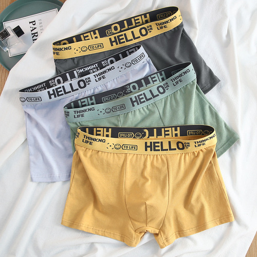 Men's underwear boys pure cotton loose breathable large size boxer shorts youth sports cute boxer shorts