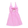Fashionable fuchsia dress for early age with bow, worn on the shoulder, lifting effect