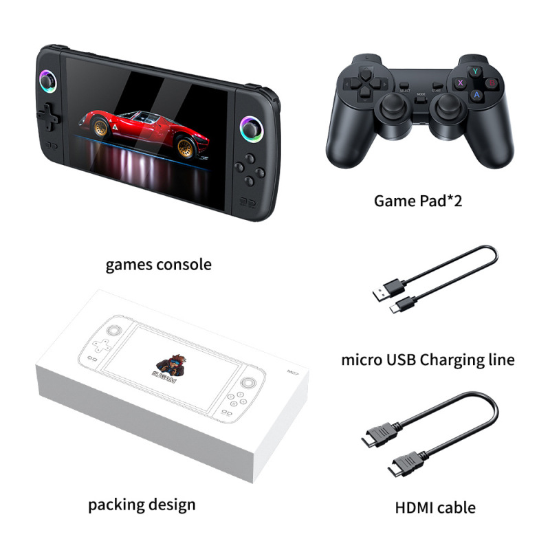 M27 ハンドヘルド 7 インチ 3D ハンドヘルド ゲーム コンソール大画面 HD PS1 はテレビに接続でき、2 人用のダブルハンドルをサポートします|undefined