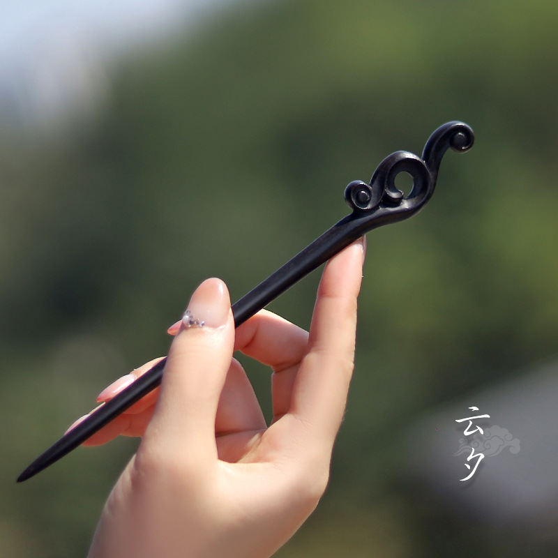 Xiangyun horquilla estilo antiguo simple diario de alto grado updo horquilla de madera nuevo estilo chino accesorios para el cabello palillos de ébano al por mayor