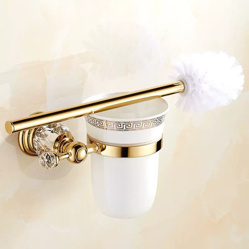 European style golden crystal series toilet brush holder antique hardware pendant bathroom supplies toilet brush set