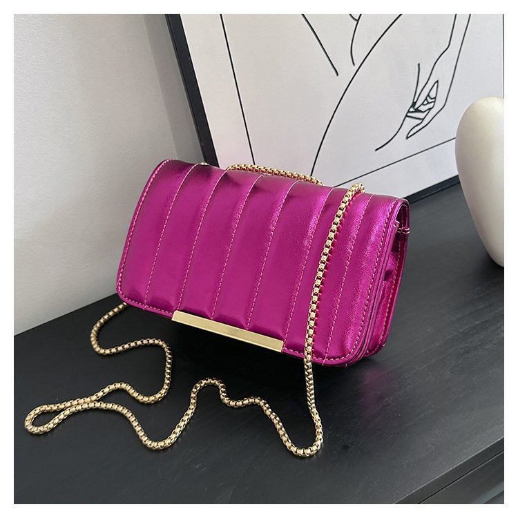 Bolso de cadena de color Macaron urbano simple pequeño bolso cuadrado brillante hebilla magnética bolso de hombro bolso de textura de diseño de nicho