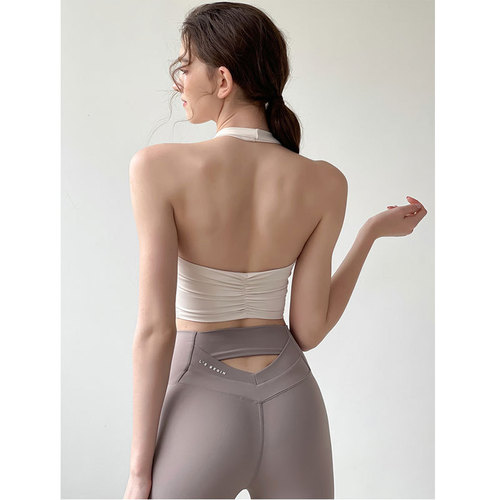 Halterneck Outdoor Morning Jogging Casual Sports Quick-Drying Vest Women's Summer Push-Up Shaping Yoga Wear Pure Sexy Fitness Top