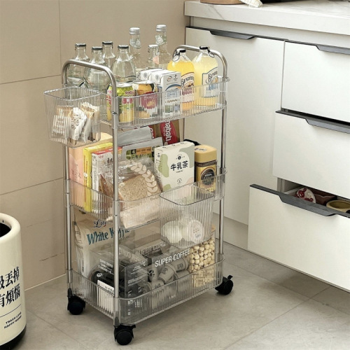 High-Quality Acrylic Rolling Cart Bathroom and Toilet Storage Rack Multi-functional Kitchen Snack Multi-layer Storage Shelf