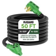 14-50P轉14-50R美標電源線50A帶手柄綠色插頭阻燃美規15米延長線