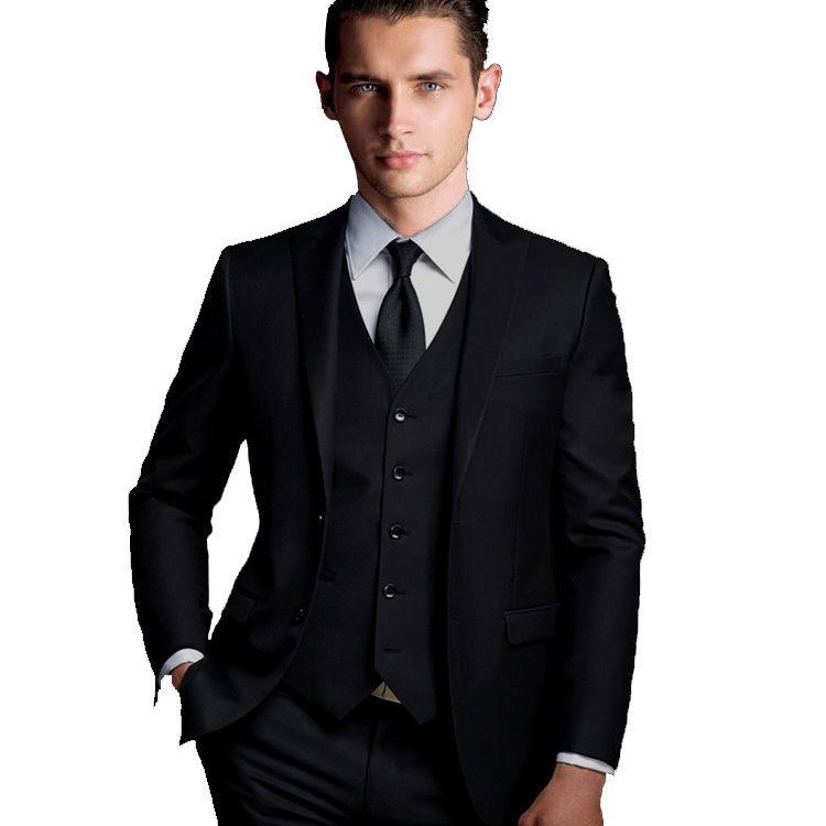 2026 Men's Three-Piece Black Casual Suit Business Attire Wedding Dress Slim Fit Korean Style Performance Outfit Factory Direct