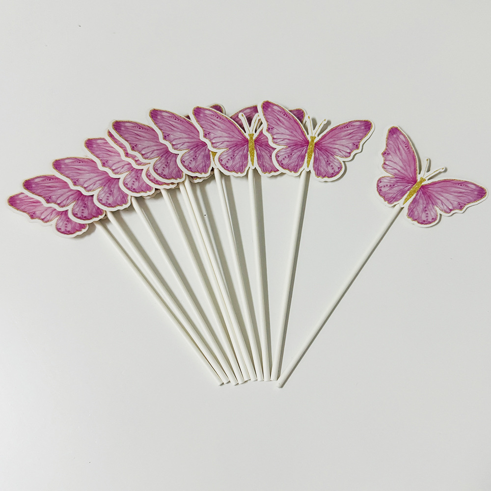 Lugar de fábrica al por mayor decoración creativa de pasteles de fiesta plug-in marca de mariposa con decoración de postres venta caliente transfronteriza