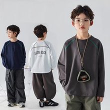 潮流简约ins美式户外骑行长袖T恤男女春季休闲宽松潮牌百搭打底衫