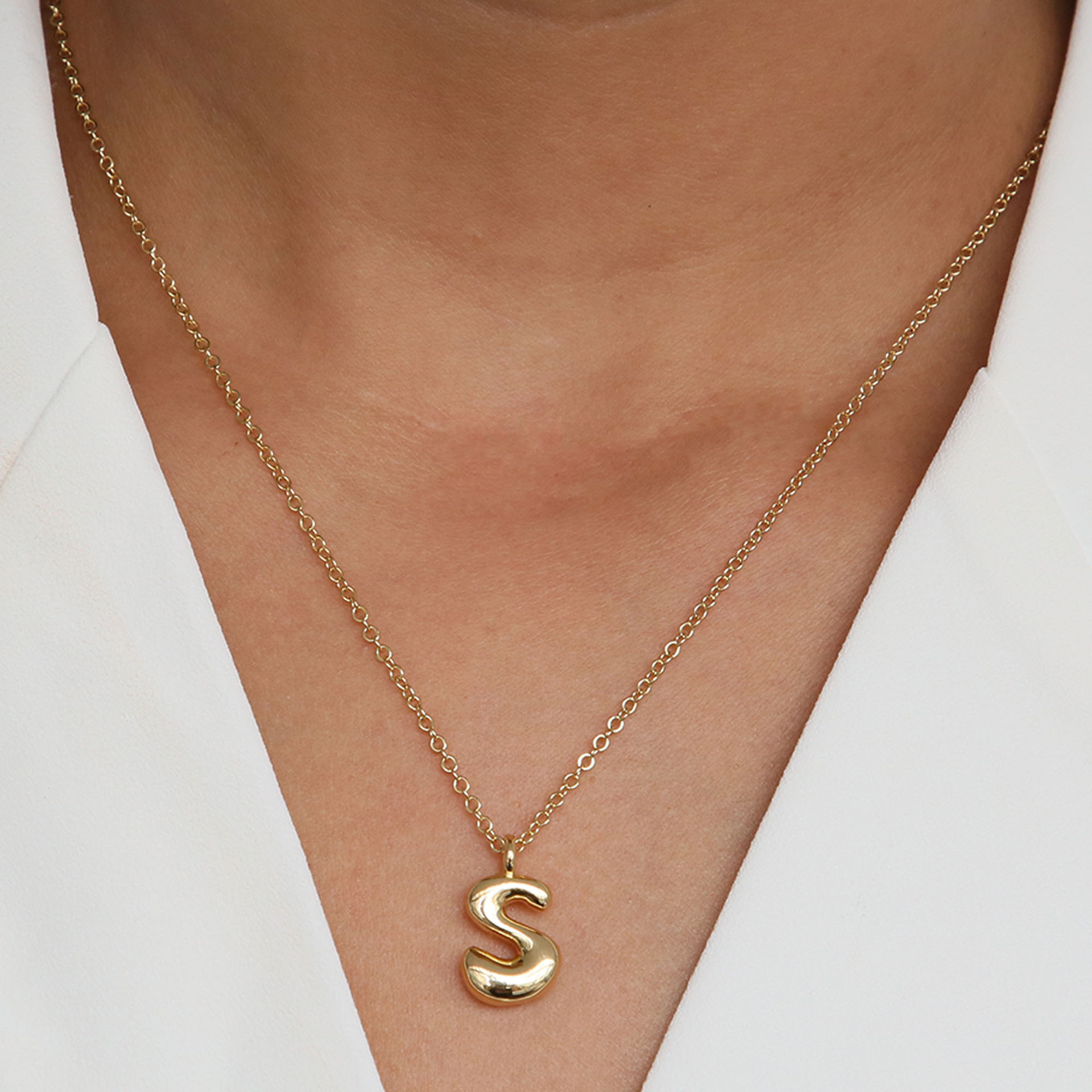 Brass Chain Material 1 Piece Quantity Daily Occasion Brass Letter Pendant Necklace