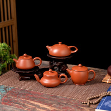 潮州老安顺手工壶泡茶器冲茶壶手拉朱泥壶紫砂壶汉瓦守智功夫茶具