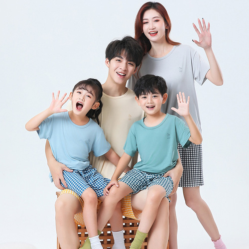 Parent-child home clothes suit boys Modal children's pajamas summer thin short-sleeved casual girls suit wholesale