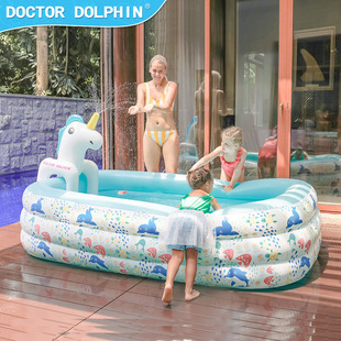 Doctor Dolphin Family Indoor and Outdoor Inflatable Pool Children's Baby PVC Square Pool Inflatable Swimming Pool Manufacturers
