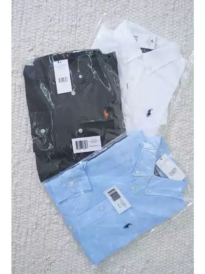 RL Ralph 100% pure linen shirt unisex embroidered classic explosive, versatile, breathable, high-quality, scan code