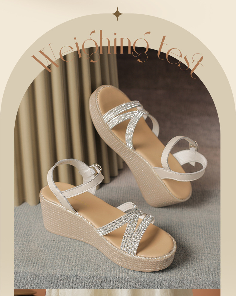 Sandal cao gót nữ đính đá phong cách cổ tích, gót xuồng 6.5 cm — M596 màu sâm panh chi tiết 5
