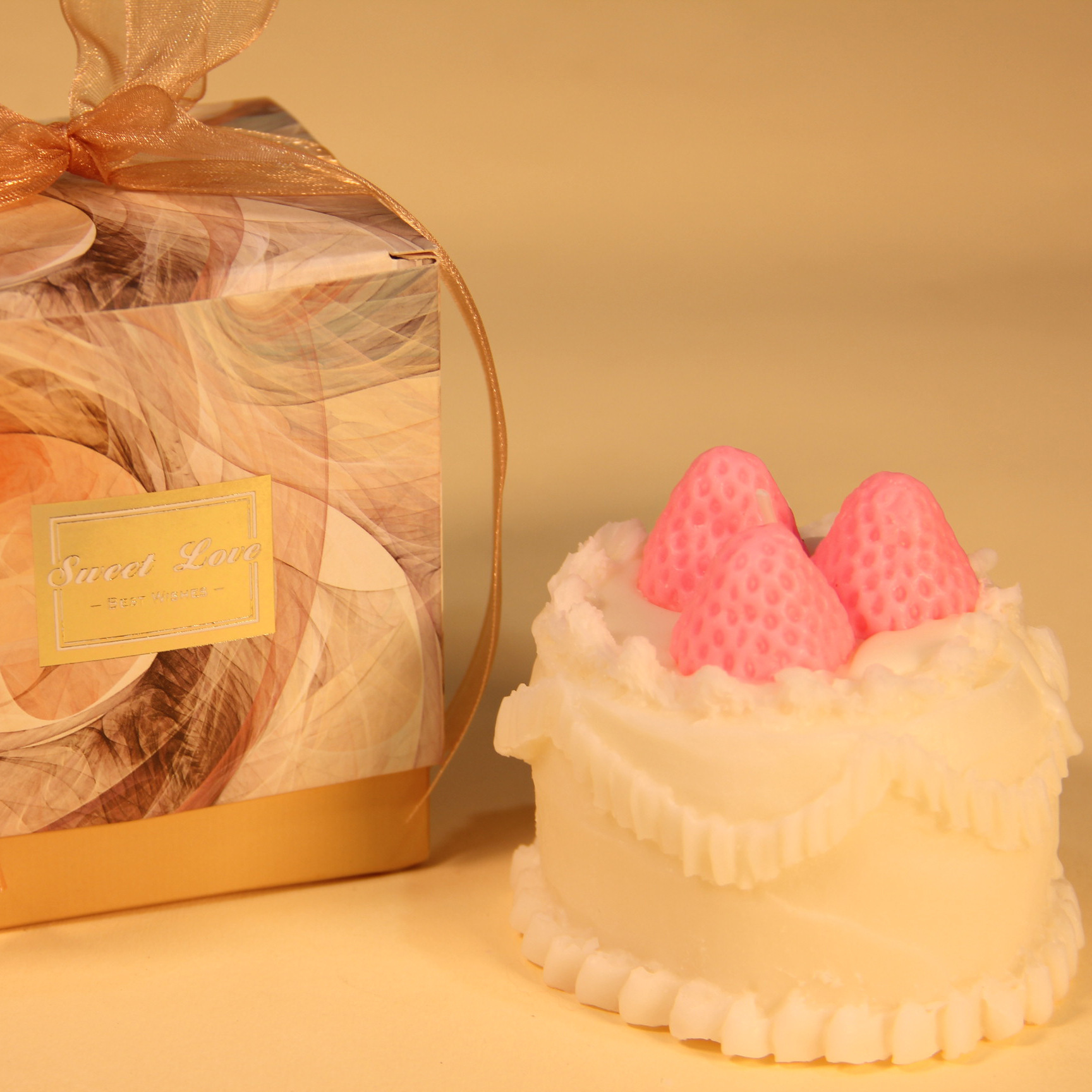 INS crema pastel de fresa aromaterapia vela galleta cumpleaños nicho avanzado regalo creativo romántico dormitorio caja de regalo